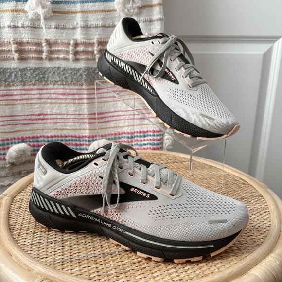 Brooks Adrenaline GTS 22 Grey Rose Black Road-Running Sneakers Women’s 9.5 - Picture 1 of 9